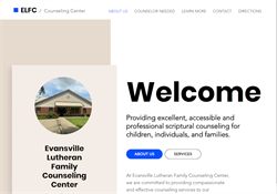 Screenshot of the Evansville Lutheran Family Counseling Center website home page