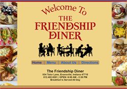 Screenshot of the Friendship Diner website home page